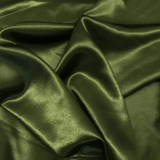 Crepe Back Satin Bridal Fabric Draper-Prom-wedding-nightgown- Soft. Sold by The Yard. Dk Olive