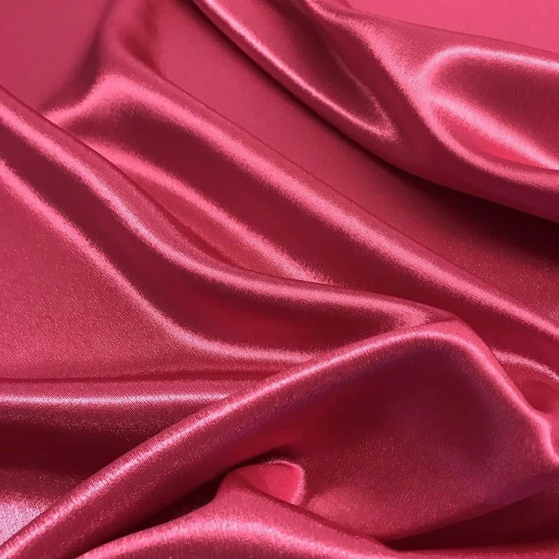 Crepe Back Satin Bridal Fabric Draper-Prom-wedding-nightgown- Soft. Sold by The Yard. Hot Pink