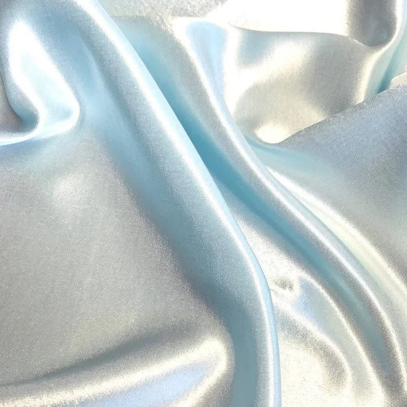 Crepe Back Satin Bridal Fabric Draper-Prom-wedding-nightgown- Soft. Sold by The Yard. Light Blue