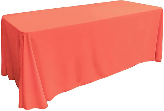 Polyester Poplin Rectangular Tablecloth Coral. Choose Size Below