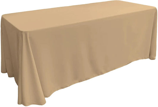 Polyester Poplin Rectangular Tablecloth Khaki. Choose Size Below