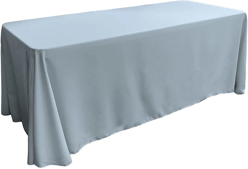 Polyester Poplin Rectangular Tablecloth Light Blue. Choose Size Below