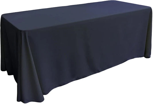 Polyester Poplin Rectangular Tablecloth Navy Blue. Choose Size Below