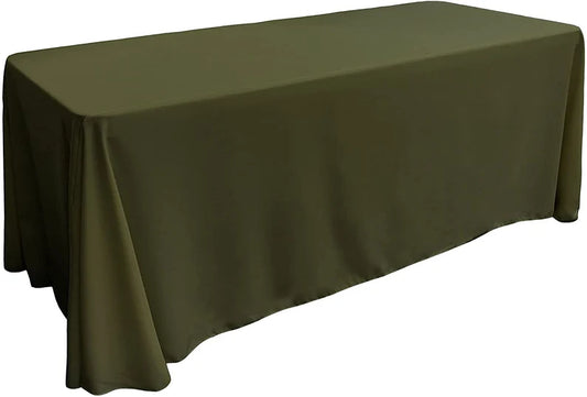 Polyester Poplin Rectangular Tablecloth Olive. Choose Size Below