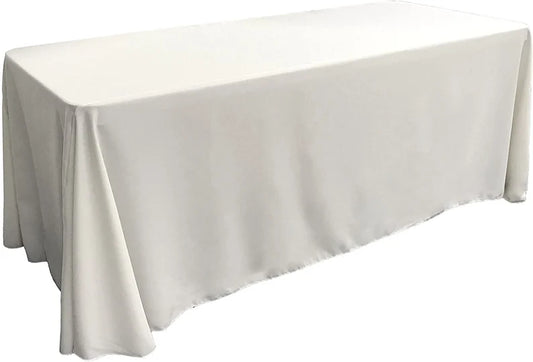 Polyester Poplin Rectangular Tablecloth White. Choose Size Below