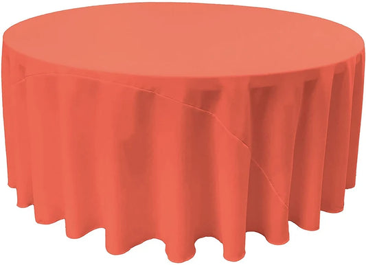 Polyester Poplin Round Tablecloth Coral. Choose Size Below