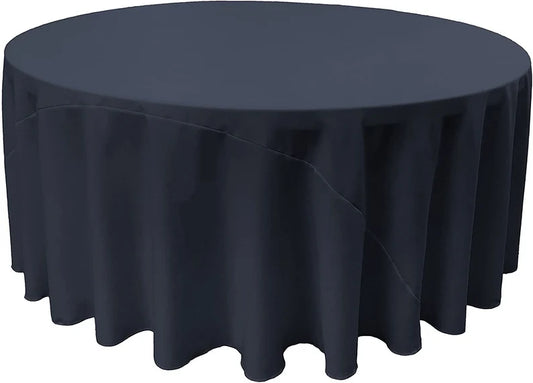 Polyester Poplin Round Tablecloth Navy Blue. Choose Size Below