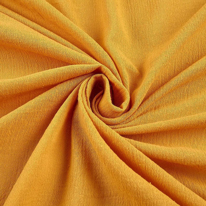 Cotton Gauze Fabric 100% Cotton 48/50" inches Wide Crinkled Lightweight Sold by The Yard. Gold