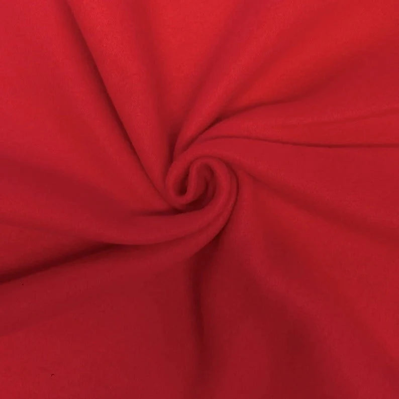 Solid Polar Fleece Fabric Anti-Pill 58" Wide Sold by The Yard. Red