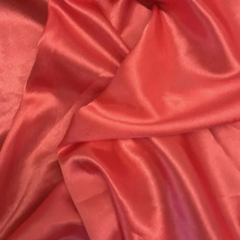 Crepe Back Satin Bridal Fabric Draper-Prom-wedding-nightgown- Soft. Sold by The Yard. Coral