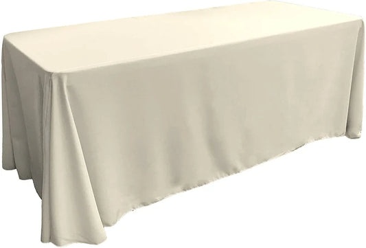 Polyester Poplin Rectangular Tablecloth Ivory. Choose Size Below