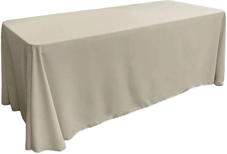 Polyester Poplin Rectangular Tablecloth Silver. Choose Size Below
