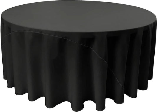 Polyester Poplin Round Tablecloth Black. Choose Size Below