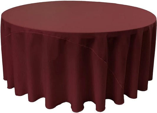 Polyester Poplin Round Tablecloth Burgundy. Choose Size Below