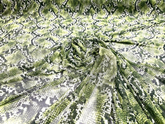 Sheer Snake Design on a Power Mesh 4-Way Stretch 58"-Sold by the Yard. Green