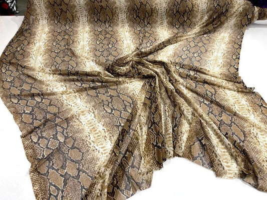 Sheer Snake Design on a Power Mesh 4-Way Stretch 58"-Sold by the Yard. Brown/Tan