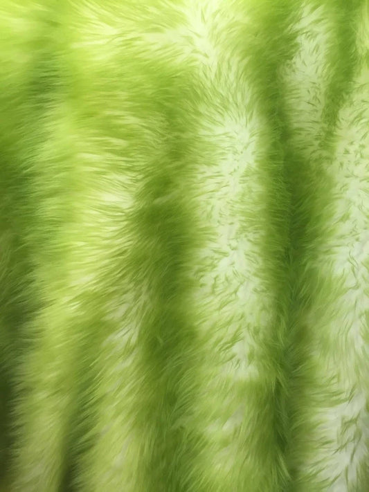 Cotton Candy Design Shaggy Faux Fun Fur- 2 Tone Super Soft Fur. Sold By Yard Olive/Off White