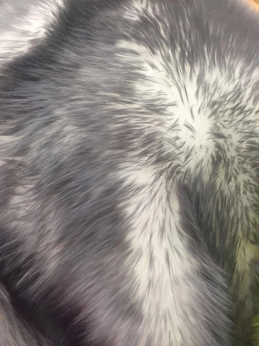 Cotton Candy Design Shaggy Faux Fun Fur- 2 Tone Super Soft Fur. Sold By Yard Gray/Off White