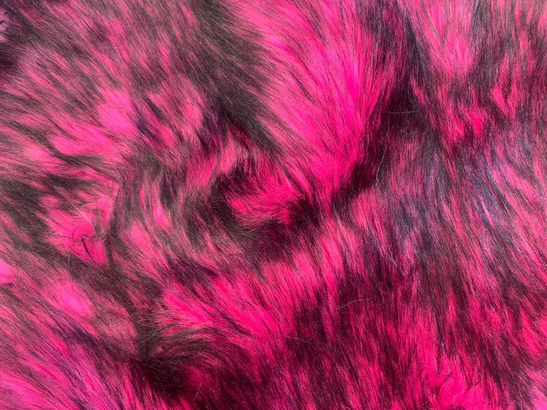 Long Pile Shaggy Faux Fur Fabric (Black)