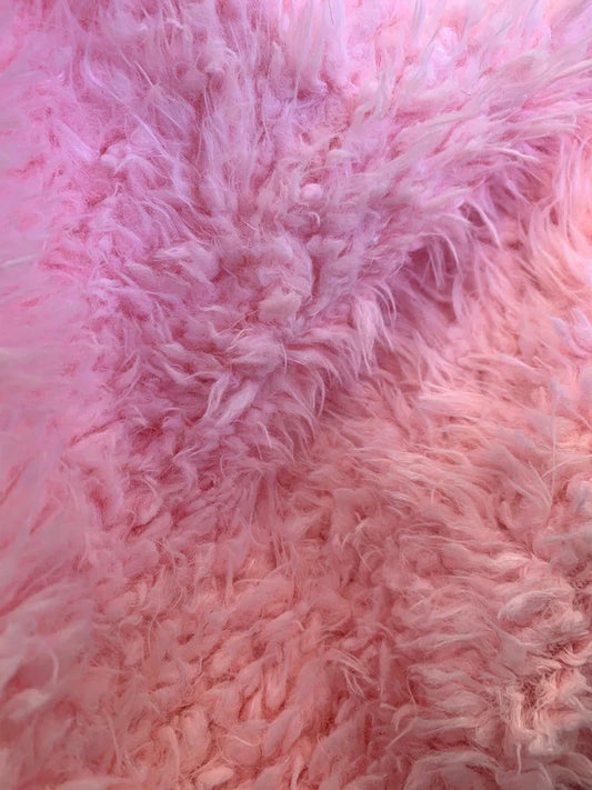 Mongolian Short Pile Soft Faux Fur Fabric Pink