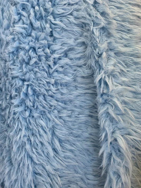 Mongolian Short Pile Soft Faux Fur Fabric Light Blue