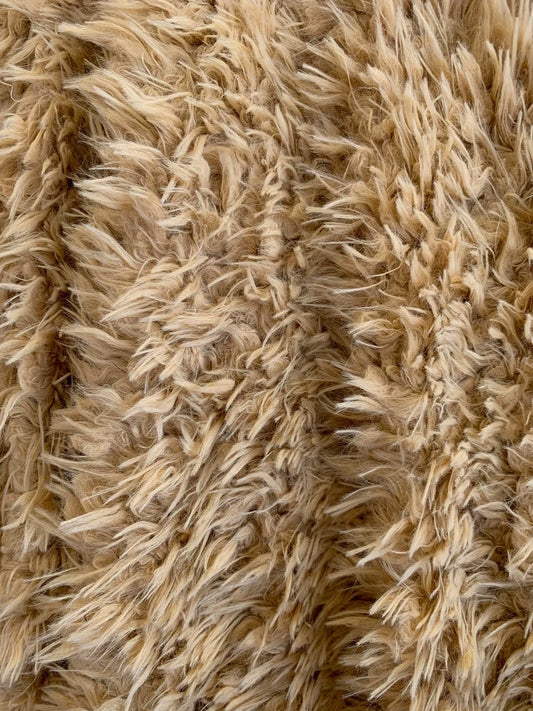 Mongolian Short Pile Soft Faux Fur Fabric Light Camel