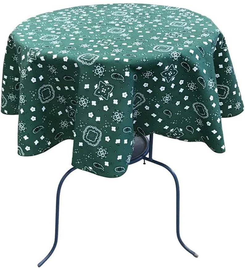 Round Print Poly Cotton Tablecloth (Bandanna Hunter, Choose Size Below
