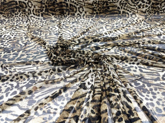 Sheer Exotic Cheetah Design Print on Power Mesh 4-Way Stretch 58/60” Sold by the Yard