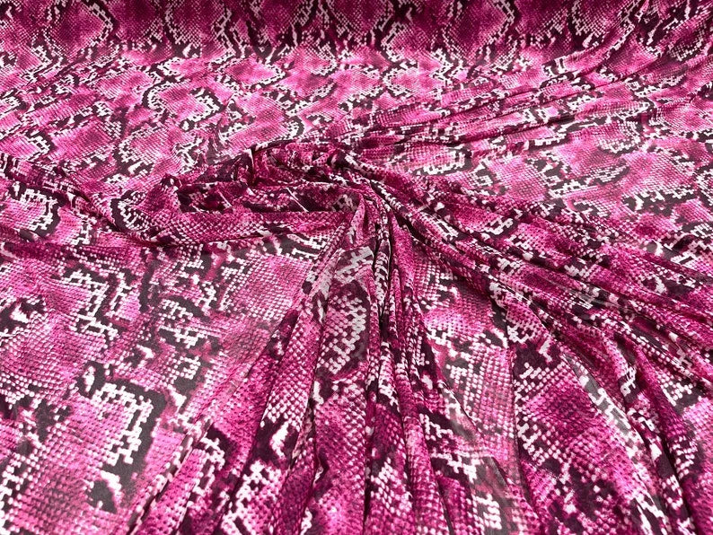 Sheer Snake Design on a Power Mesh 4-Way Stretch 58"-Sold by the Yard. Fuchsia