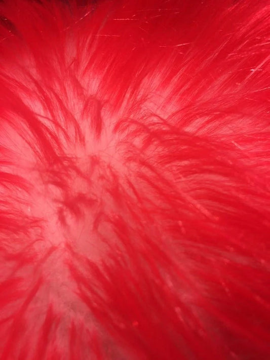 Cotton Candy Design Shaggy Faux Fun Fur- 2 Tone Super Soft Fur. Sold By Yard Red/Off White
