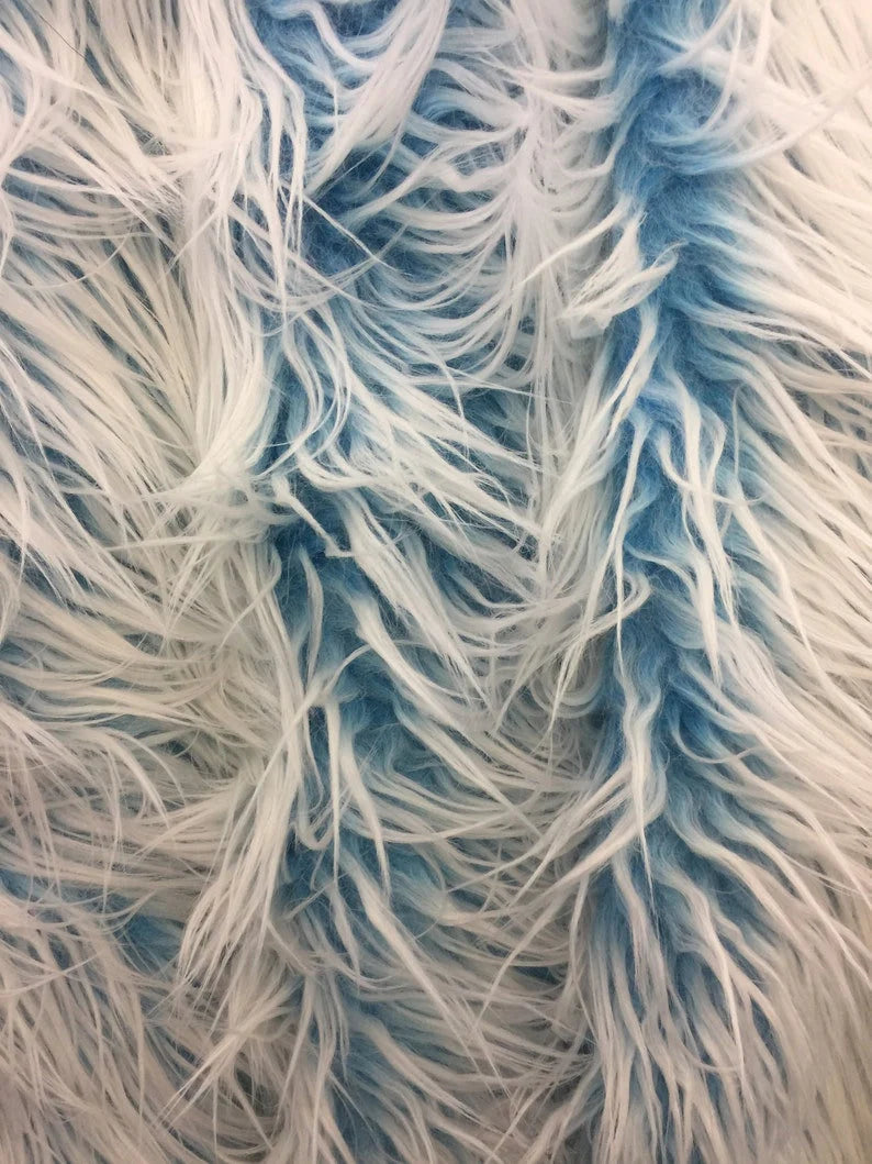 Polar Bear Shaggy Faux Fur Fabric / Turquoise / Sold By The Yard