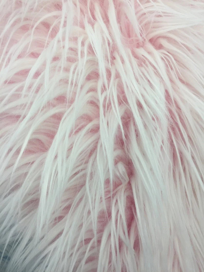 Polar Bear Shaggy Faux Fur Fabric / Pink / Sold By The Yard