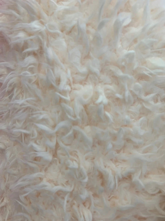 Mongolian Short Pile Soft Faux Fur Fabric Ivory