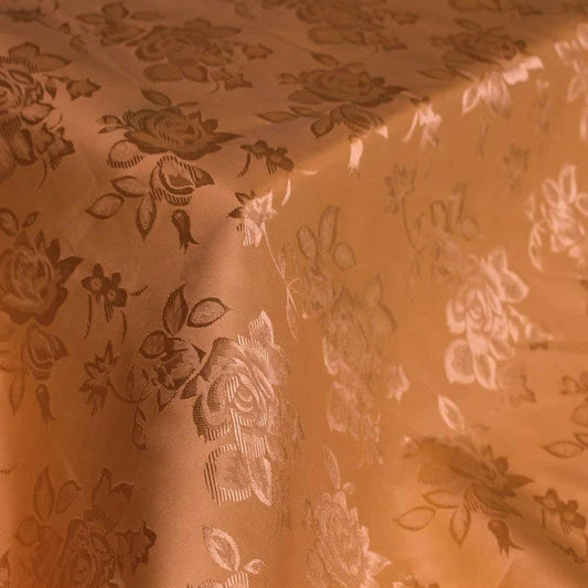 Polyester Flower Brocade Jacquard Satin Fabric, Sold By The Yard. Cinnamon