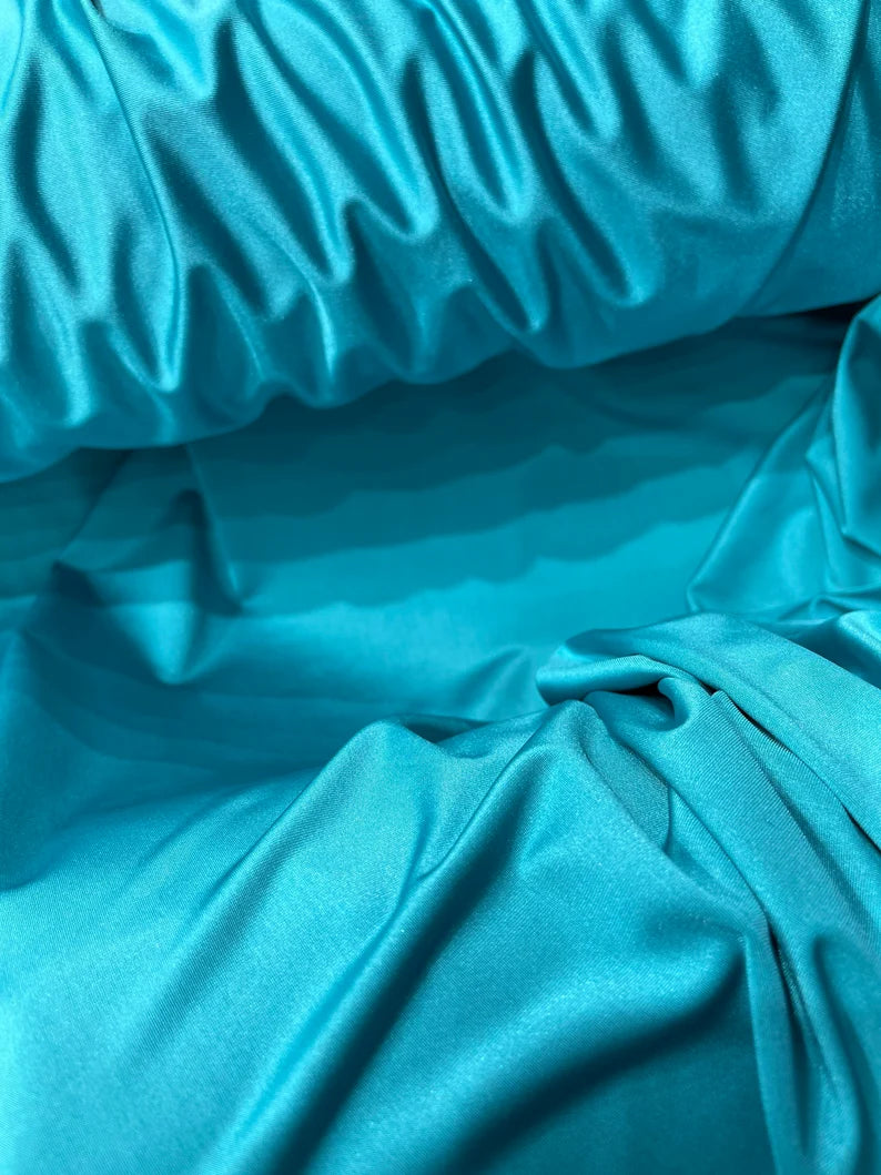 Aqua Shiny Milliskin Nylon Spandex Fabric 4 Way Stretch 58" Wide Sold by The Yard