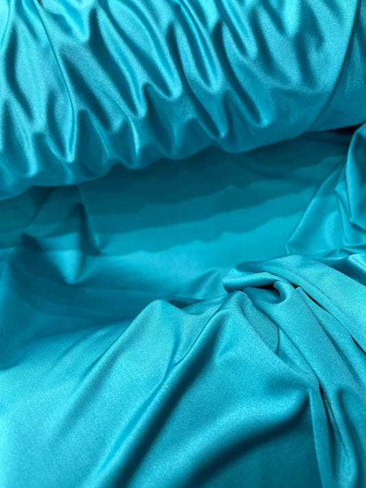 Shiny Milliskin Nylon Spandex Fabric 4 Way Stretch 58" Wide Sold by The Yard Aqua