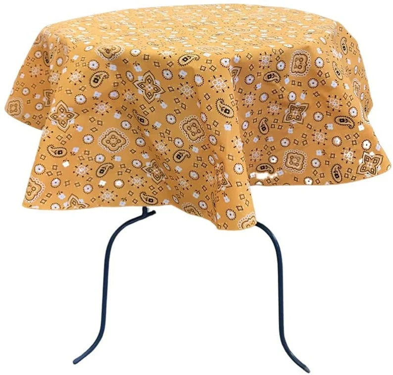 Round Print Poly Cotton Tablecloth (Bandanna Tangerine , Choose Size Below