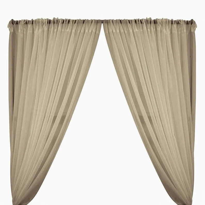 Sheer Voile Chiffon Fabric Draping Panels | Use for Backdrop Curtain 10 Feet Wide ( 2 Panels Champagne ) Choose Size Below