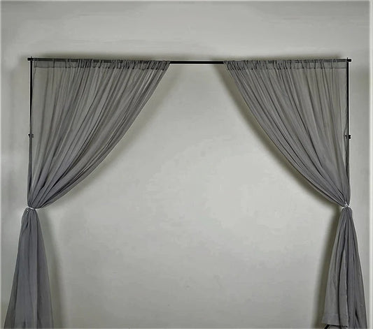 Sheer Voile Chiffon Fabric Draping Panels | Use for Backdrop Curtain 10 Feet Wide ( 2 Panels Gray ) Choose Size Below
