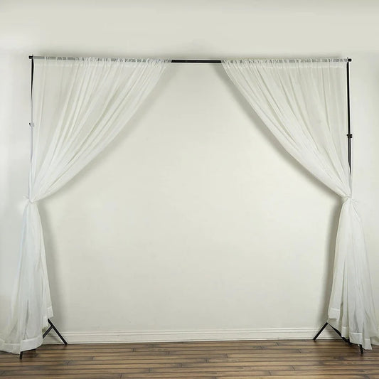 Sheer Voile Chiffon Fabric Draping Panels | Use for Backdrop Curtain 10 Feet Wide ( 2 Panels Ivory ) Choose Size Below