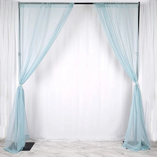 Sheer Voile Chiffon Fabric Draping Panels | Use for Backdrop Curtain 10 Feet Wide ( 2 Panels Light Blue ) Choose Size Below