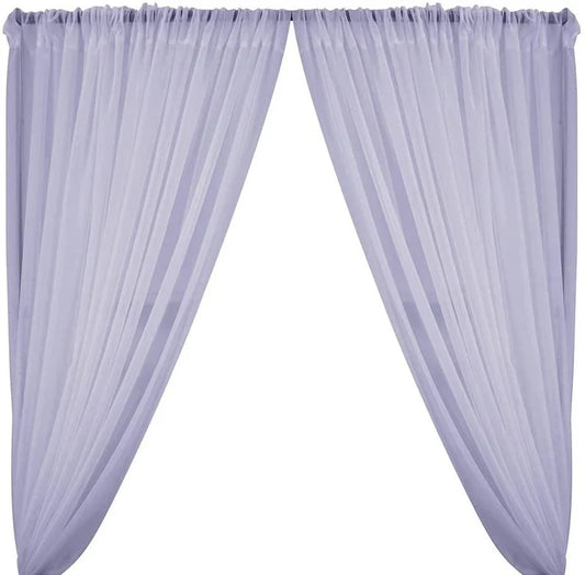 Sheer Voile Chiffon Fabric Draping Panels | Use for Backdrop Curtain 10 Feet Wide ( 2 Panels Lilac ) Choose Size Below