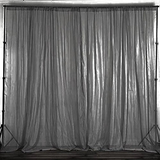 Sheer Voile Chiffon Fabric Draping Panels | Use for Backdrop Curtain 10 Feet Wide ( 1 Panel Gray ) Choose Size Below