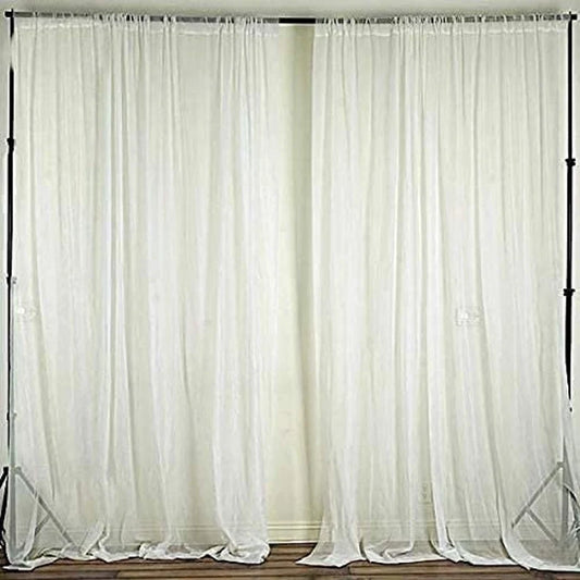 Sheer Voile Chiffon Fabric Draping Panels | Use for Backdrop Curtain 10 Feet Wide ( 1 Panel Ivory ) Choose Size Below