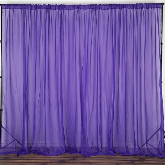 Sheer Voile Chiffon Fabric Draping Panels | Use for Backdrop Curtain 10 Feet Wide ( 1 Panel Purple ) Choose Size Below
