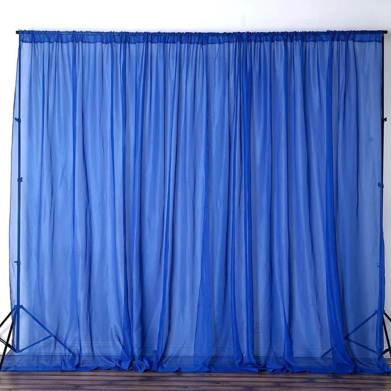 Sheer Voile Chiffon Fabric Draping Panels | Use for Backdrop Curtain 10 Feet Wide ( 1 Panel Royal ) Choose Size Below