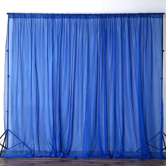 Sheer Voile Chiffon Fabric Draping Panels | Use for Backdrop Curtain 10 Feet Wide ( 1 Panel Royal ) Choose Size Below