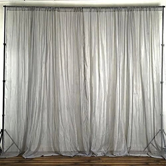 Sheer Voile Chiffon Fabric Draping Panels | Use for Backdrop Curtain 10 Feet Wide ( 1 Panel Silver ) Choose Size Below