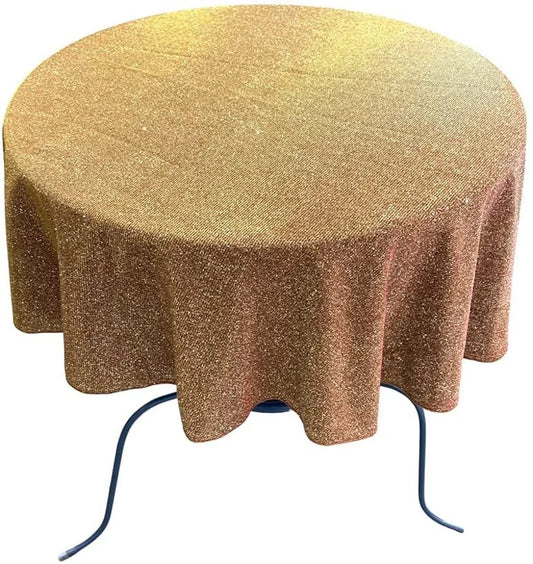 Full Covered Glitter Shimmer Fabric Tablecloth, Good for Small Round Coffee Table Round, Bronze