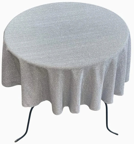 Full Covered Glitter Shimmer Fabric Tablecloth, Good for Small Round Coffee Table Round, Gray